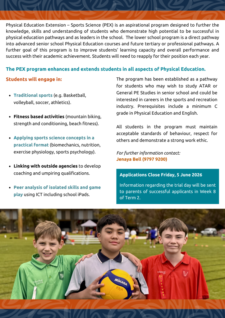 Physical Education Extension Program (PEX) « Dalyellup College